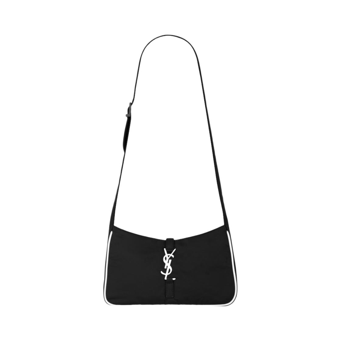 733294-FABI1-1070 Saint Laurent Le 5 À 7 Crossbody Bag in Econyl Regenerated Nylon Black White