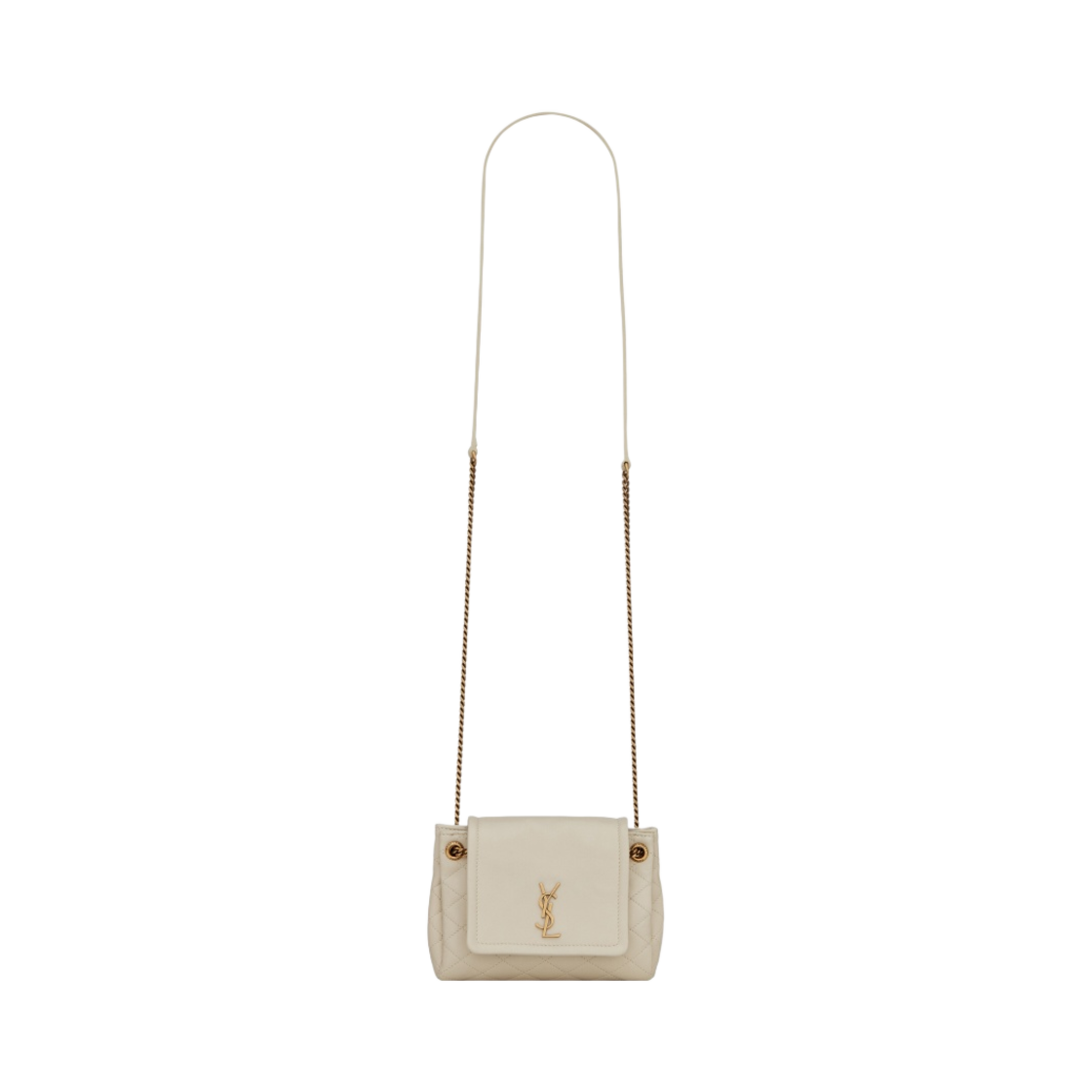 672738-1EL07-9207 Saint Laurent Mini Nolita in Lambskin Blanc Vintage