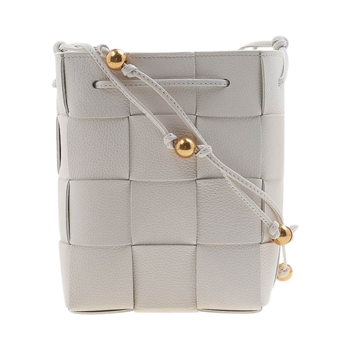 714606VCP139009 Bottega Veneta Intrecciato Mini Bucket Bag White