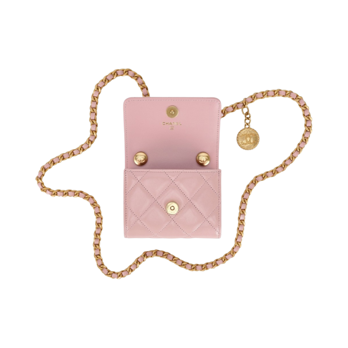 샤넬 체인 달린 미니백 샤이니 카프스킨 & 골드 메탈 라이트 핑크(Chanel Clutch with Chain Shiny Calfskin & Gold Light Pink) - 3