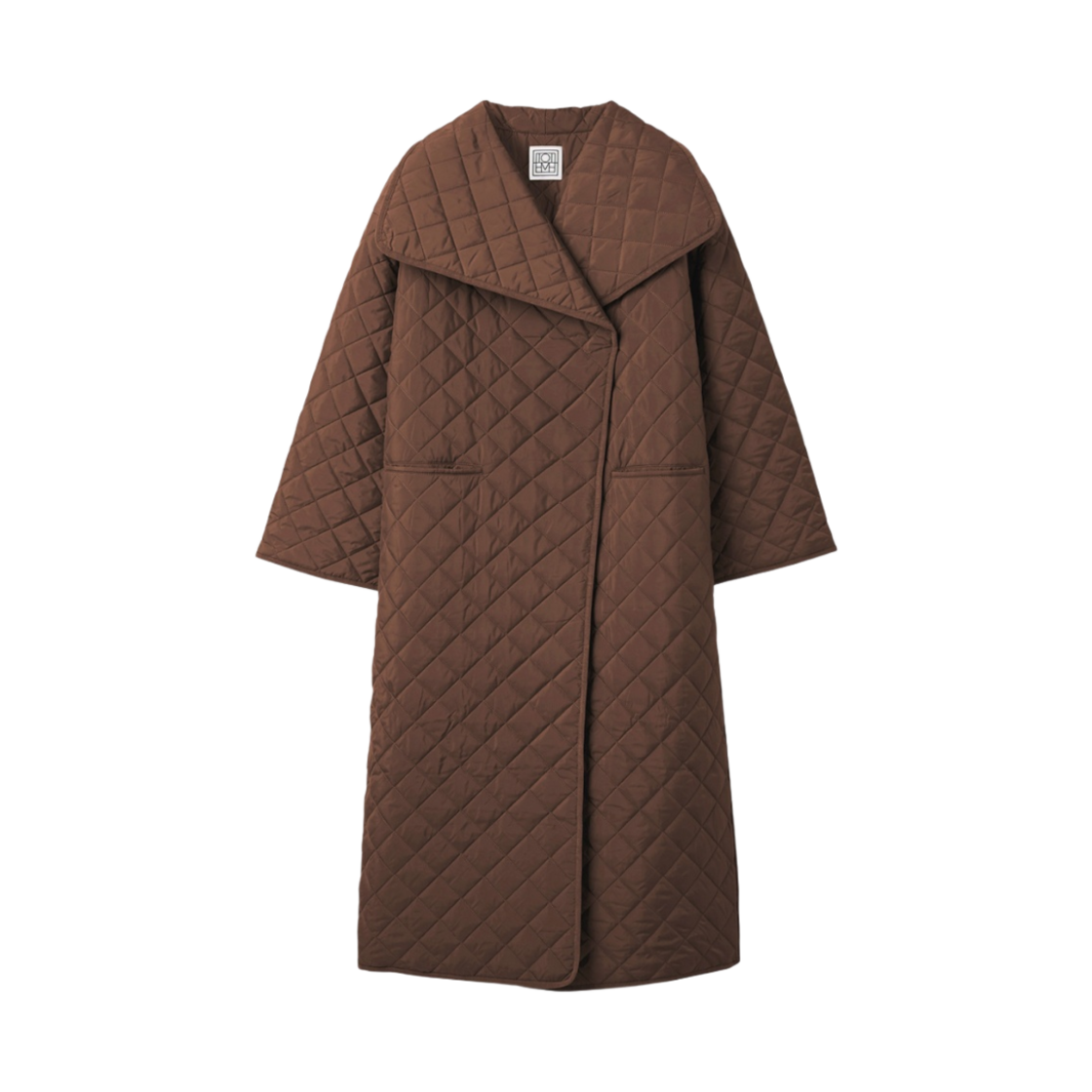 (W) 토템 시그니쳐 퀼티드 코트 새들 브라운((W) Toteme Signature Quilted Coat Saddle Brown)