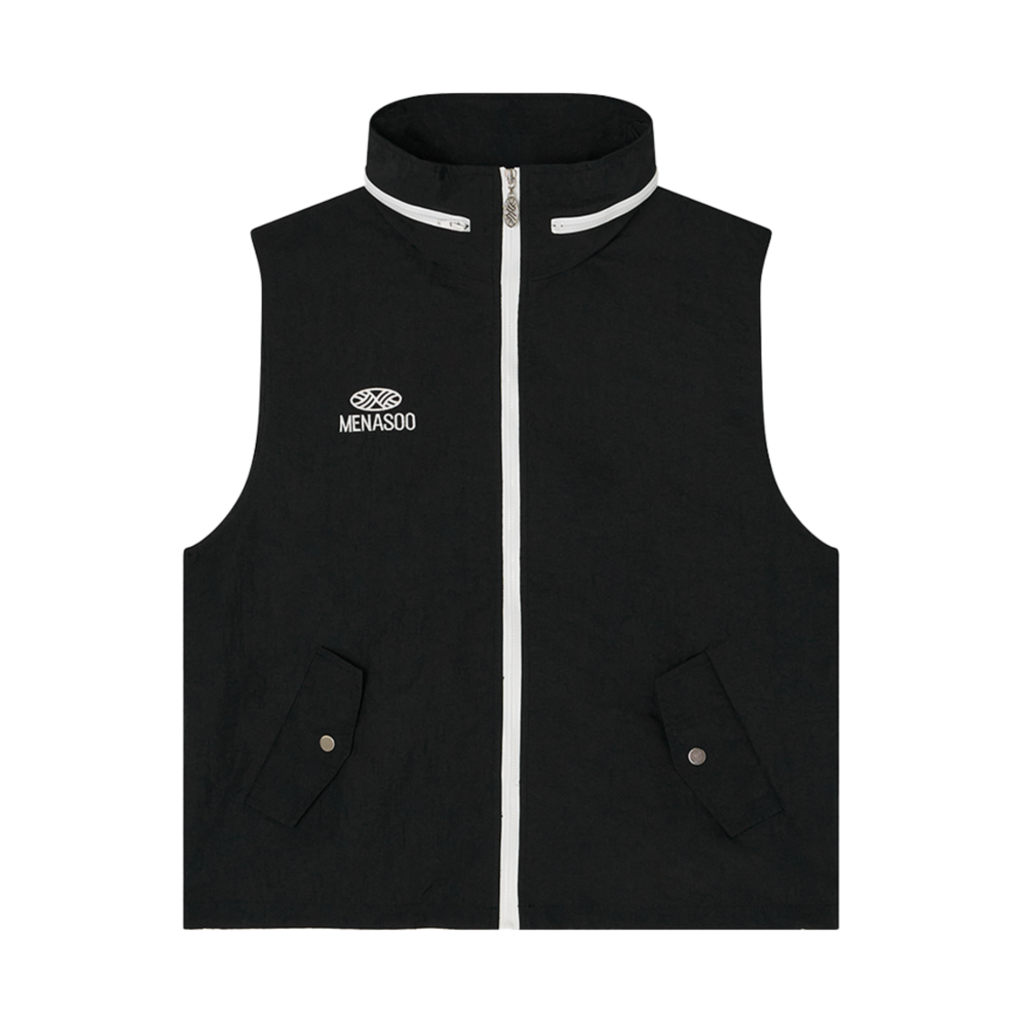 VT-HD-HIN-BK Menasoo Highneck Hood Vest Black