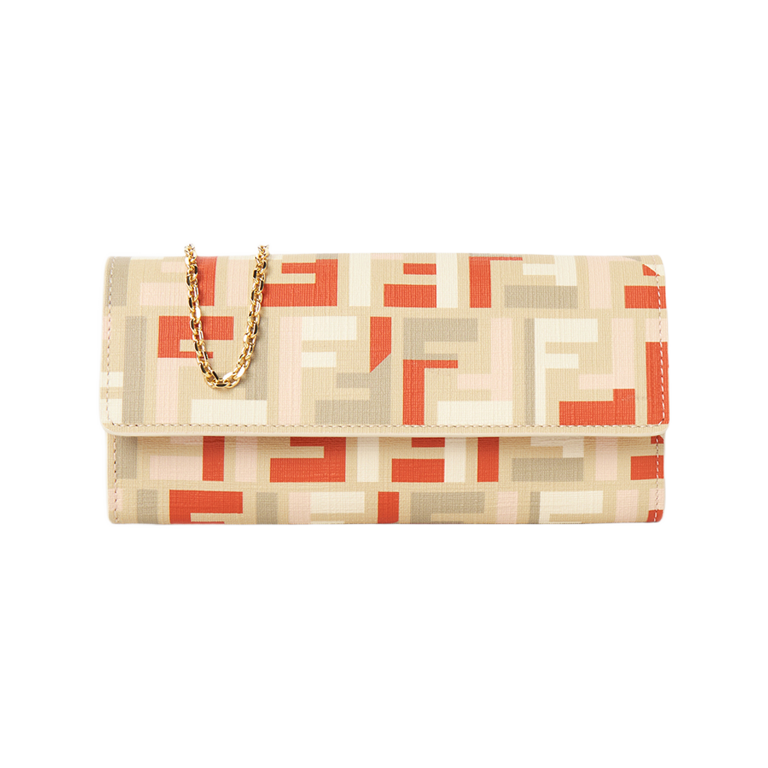 8M0365AV1YF1SY7 Fendi Chain Long Wallet Beige