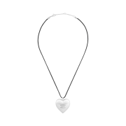 Celine Coeur Triomphe Necklace In Brass With Rhodium Finish and Cotton Silver Black