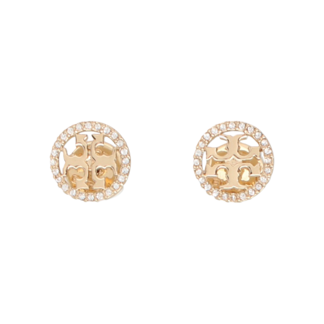 53422-783 (W) Tory Burch Crystal Logo Circle Earring Tory Gold Crystal