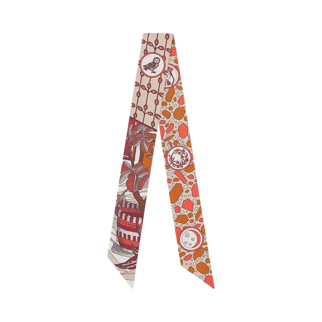 H063593S12 (W) Hermes La Danse des Amazones Twilly Beige Corail Brun