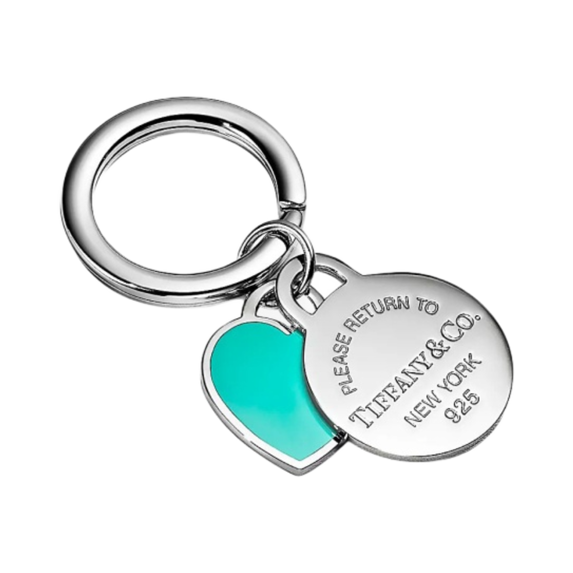 72307658 Tiffany & Co. Return to Tiffany Round & Heart Tag Key Ring Silver Tiffany Blue - 대표 이미지 #1