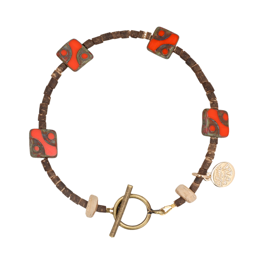 토우토우아카이브 4 스퀘어 8 서클 팔찌 레드(TOWTOW.ARCHIVE 4 Square 8 Circle Bracelet Red) - 1