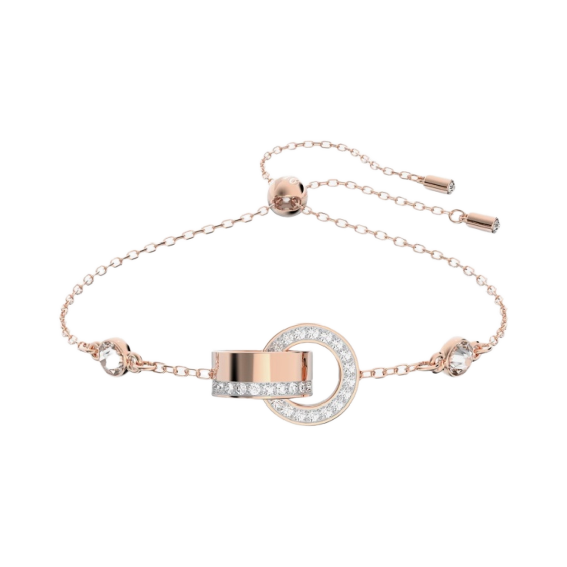 (W) 스와로브스키 할로우 브레이슬릿 화이트 로즈 골드 플래팅((W) Swarovski Hollow Bracelet White Rose Gold Plated)