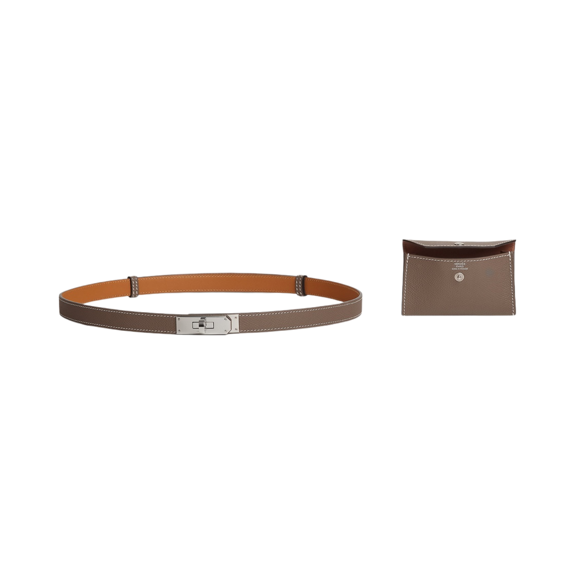 (W) 에르메스 켈리 포켓 18 벨트 앱송 & 팔라듐 하드웨어 에뚜쁘((W) Hermes Kelly Pocket 18 Belt Epsom & Palladium Etoupe) - 2