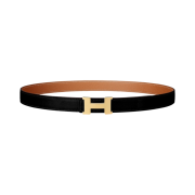 (W) Hermes Mini Constance Belt Buckle Reversible Leather Strap Swift Epsom 24mm & Gold Noir Gold