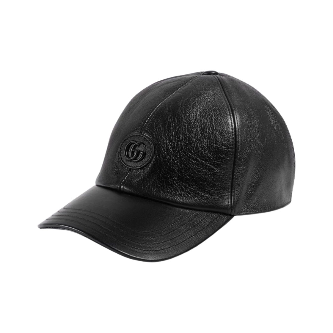 구찌 레더 베이스볼 햇 더블 G 블랙(Gucci Leather Baseball Hat with Double G Black) - 1