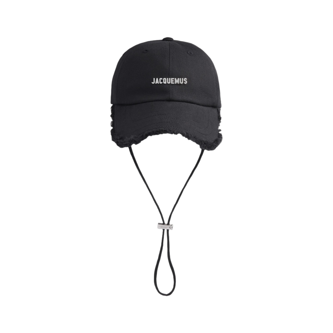 235AC452-5012-990 Jacquemus La Casquette Artichaut Fringe Baseball Cap Black