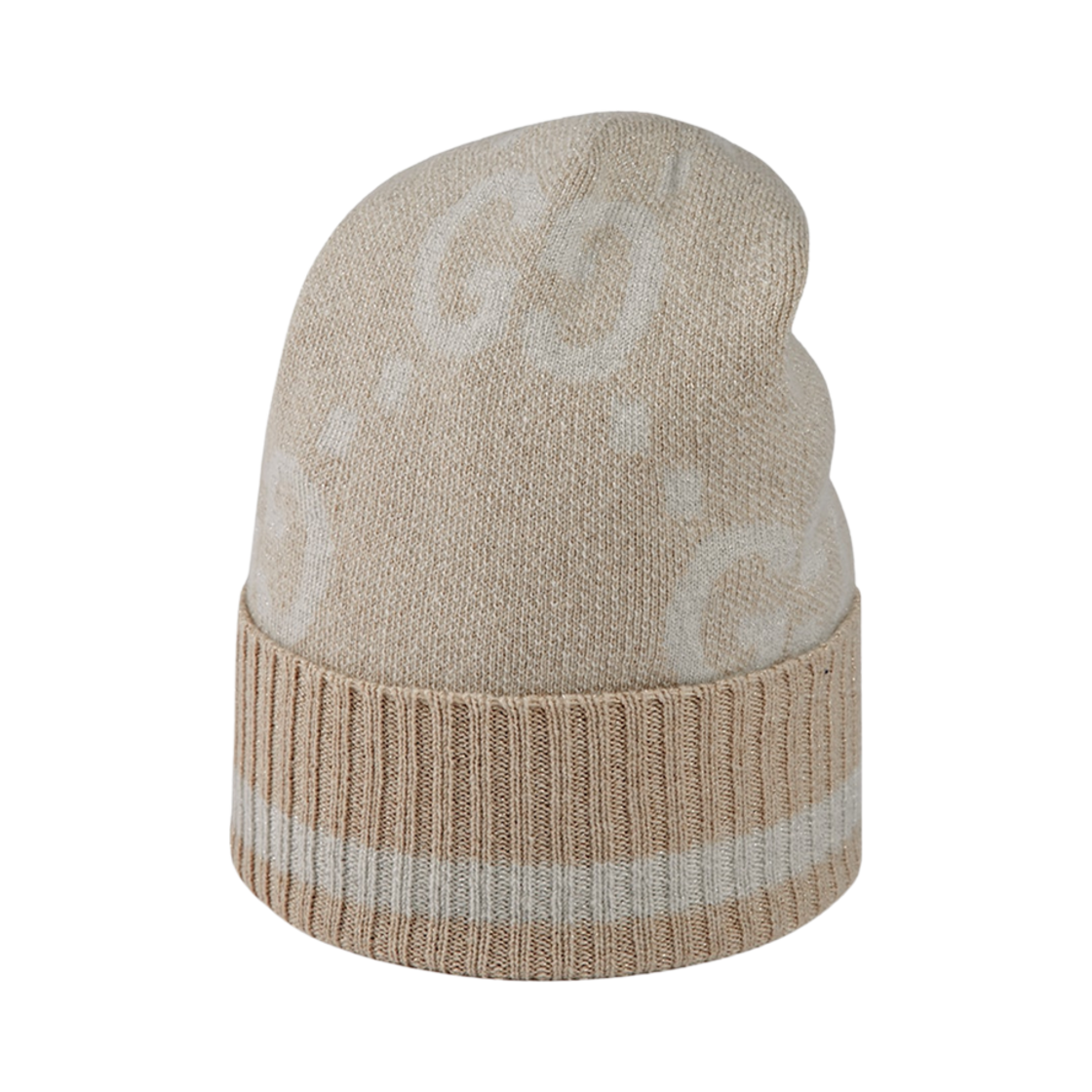 765053-3GAMK-9877 (W) Gucci GG Cashmere Lame Jacquard Hat Camel White