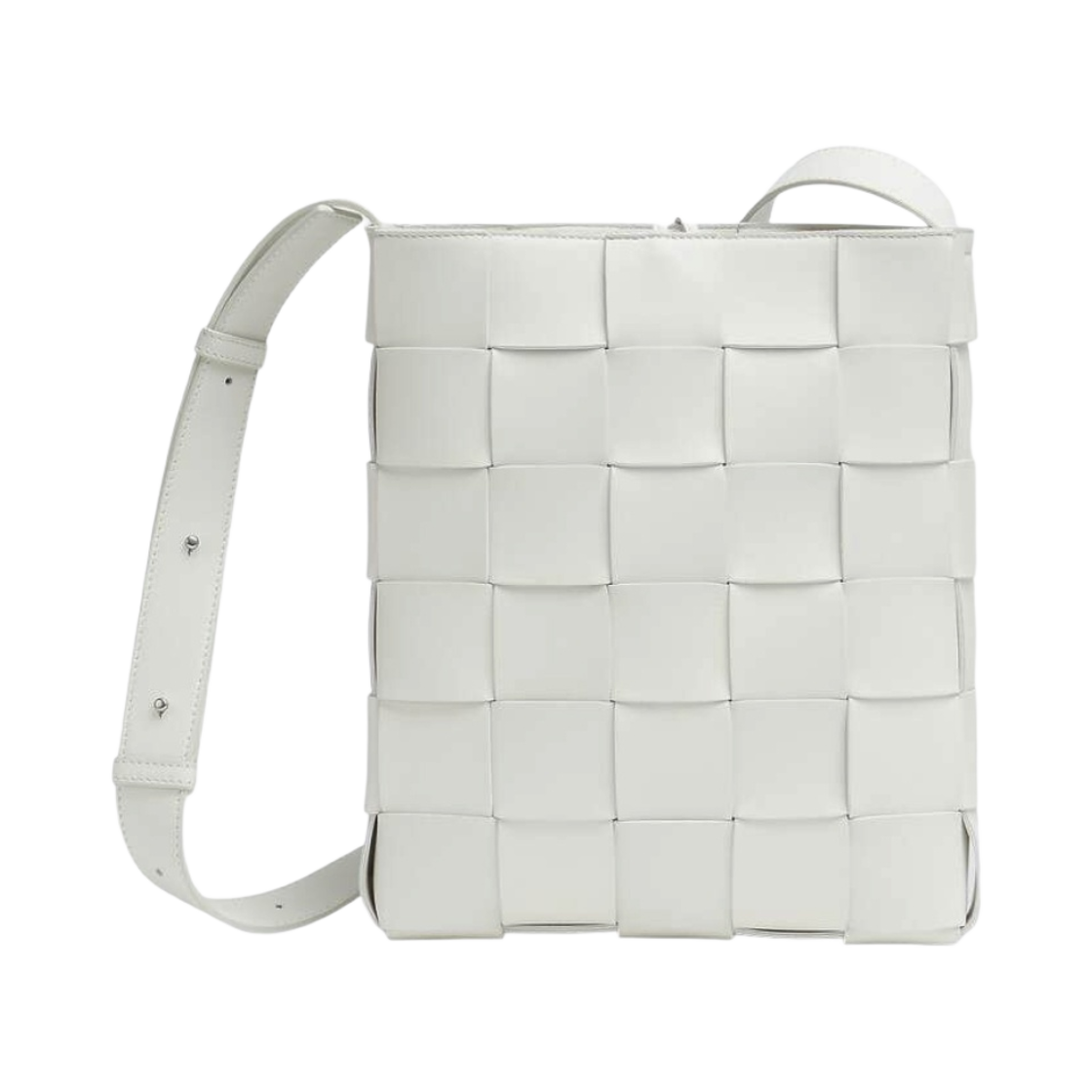 649601VMAY19007 Bottega Veneta Leather Messenger Cassette White