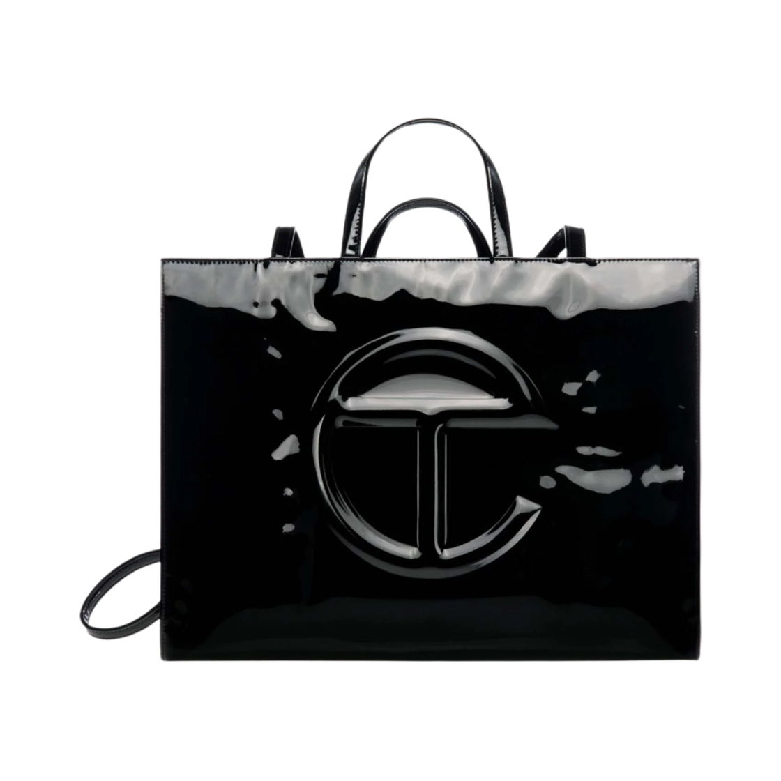 텔파 라지 페이턴트 쇼핑백 블랙(Telfar Large Patent Shopping Bag Black) - 1