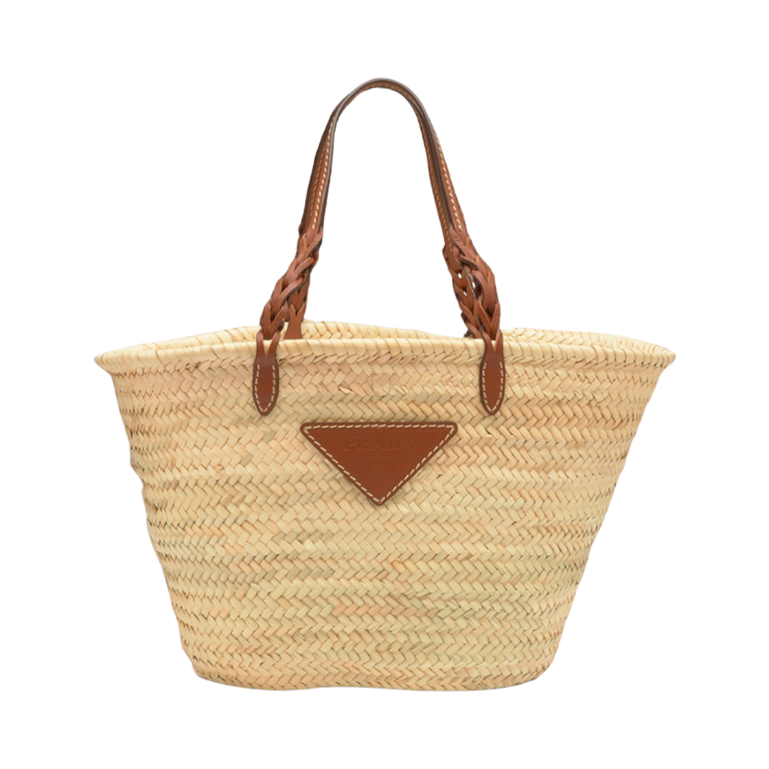 프라다 우븐 팜 토트백 베이지 꼬냑(Prada Woven Palm Tote Bag Beige Cognac) - 1