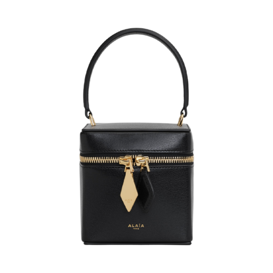 AA1S03710CA212-999 Alaia Cube Vanity Case in Shiny Goatskin Black