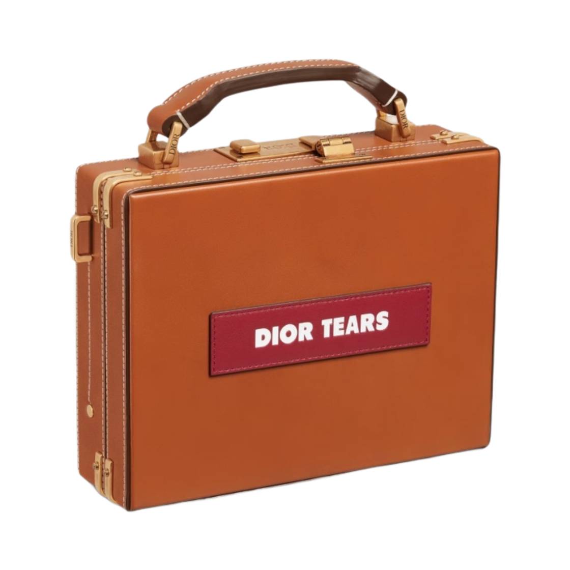 디올 x 데님 티어스 디올 티어스 디올 락 백 스무스 카프스킨 꼬냑 브라운(Dior x Denim Tears Dior Tears Dior Lock Bag Smooth Calfskin Cognac Brown) - 2