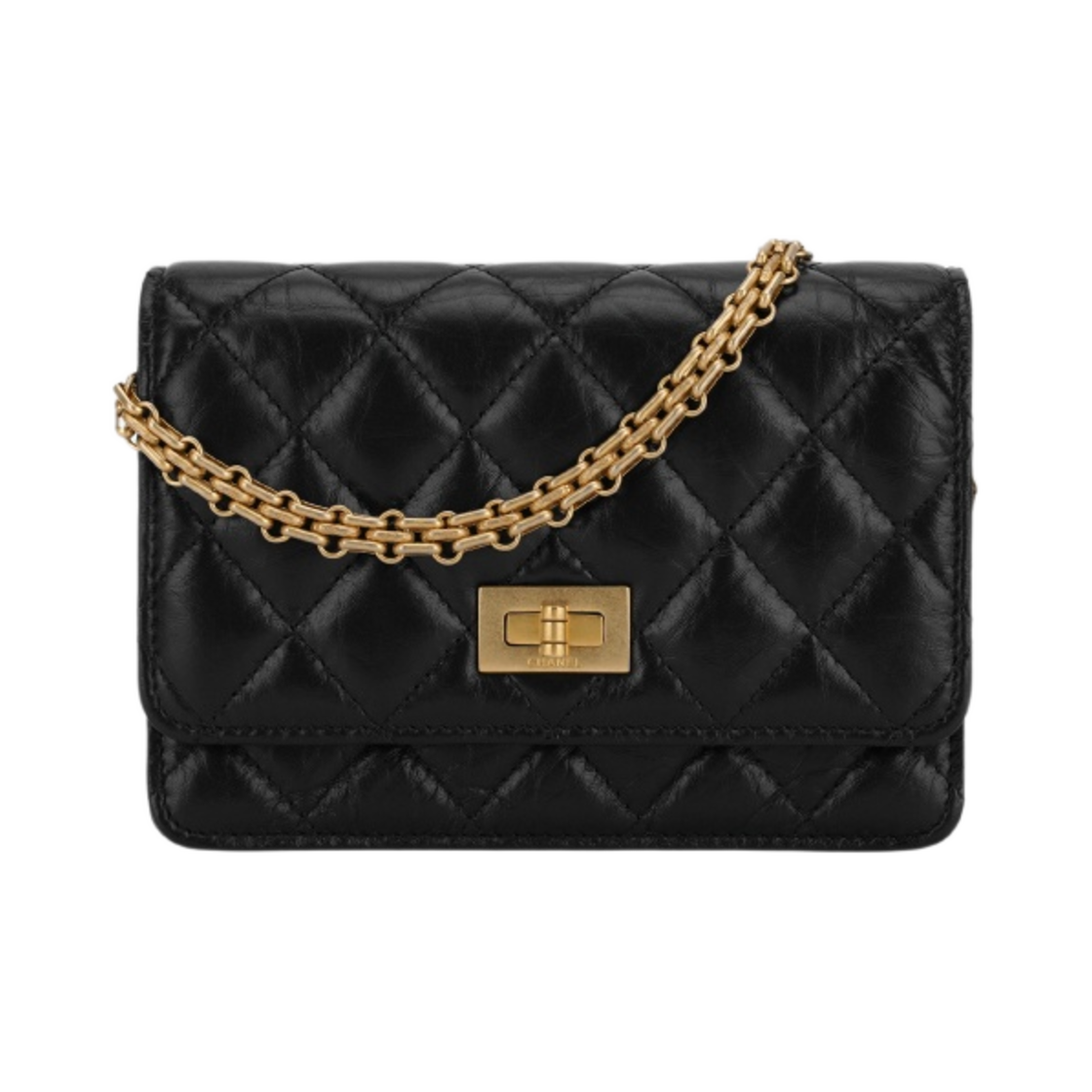 샤넬 2.55 체인 미니백 빈티지 카프스킨 & 골드 메탈 블랙