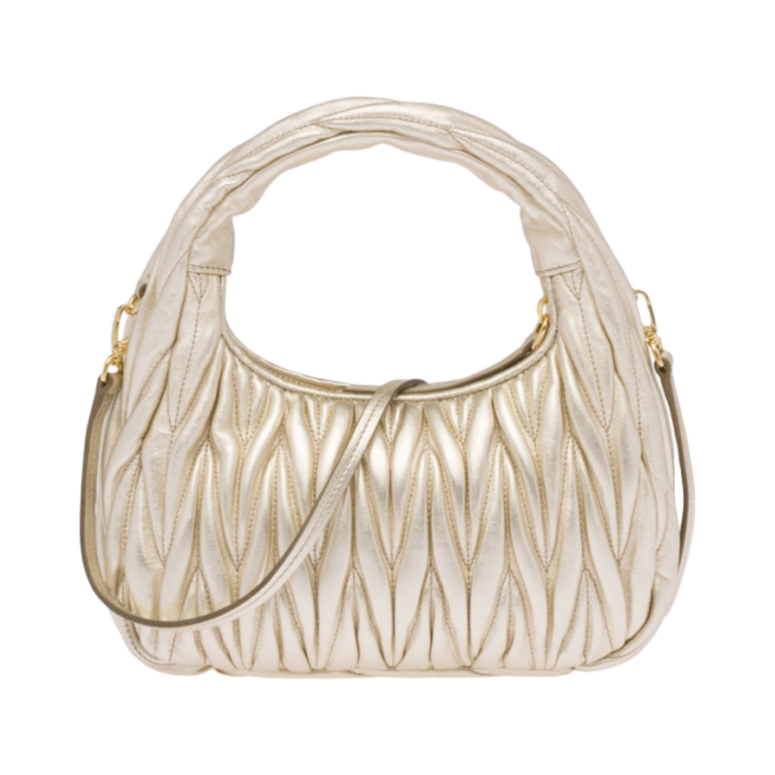 미우 미우 완더 마테라쎄 나파 레더 미니 호보백 파이라이트(Miu Miu Wander Matelasse Nappa Leather Mini Hobo Bag Pyrite) - 3