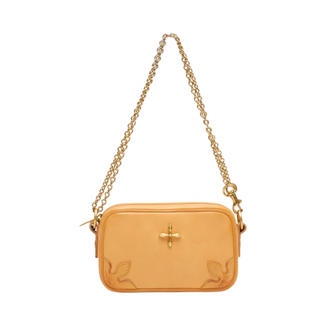 B0001F SMFK Compass Adventure Shoulder Bag with Chain Ginger Yellow