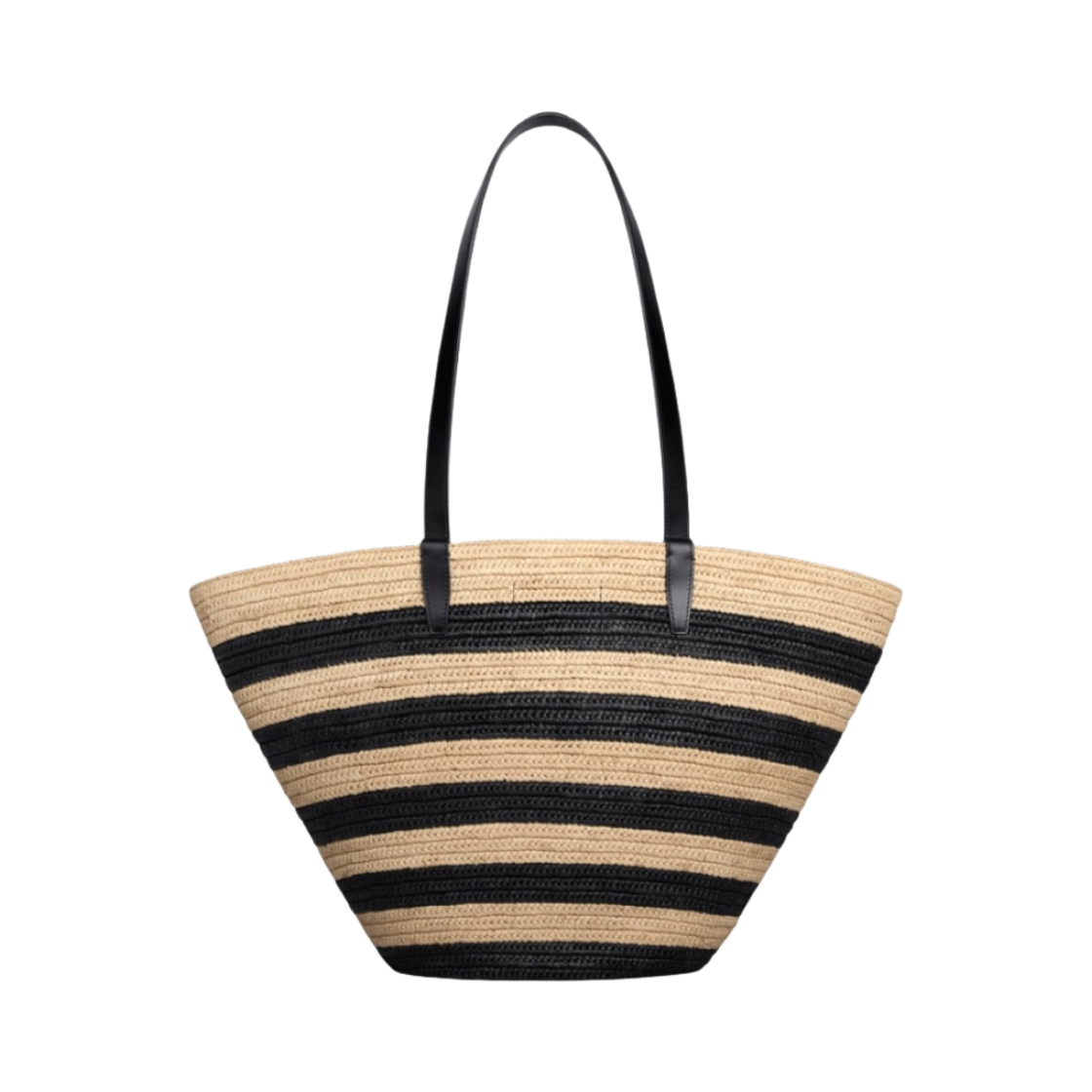셀린느 스트라이프 쿠핀 셀린느 클래식 파니에 라피아 카프스킨 내츄럴 블랙(Celine Striped Couffin Celine Classic Panier in Raffia Calfskin Natural Black) - 3