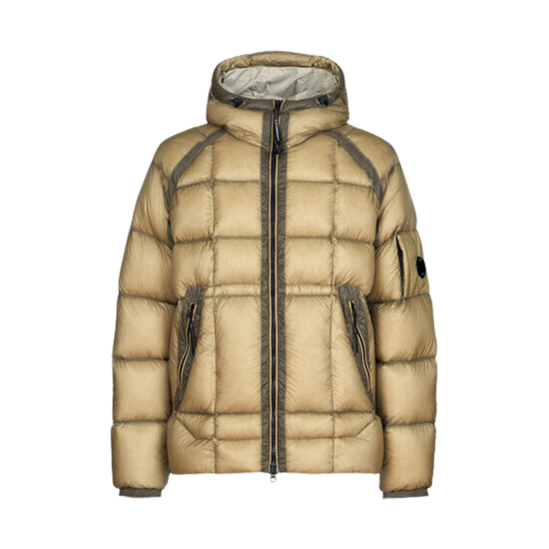 C.P. 컴퍼니 DD 쉘 후드 다운 자켓 옥스포드 탄 베이지 - 22FW(C.P. Company DD Shell Hooded Down Jacket Oxford Tan Beige - 22FW) - 1