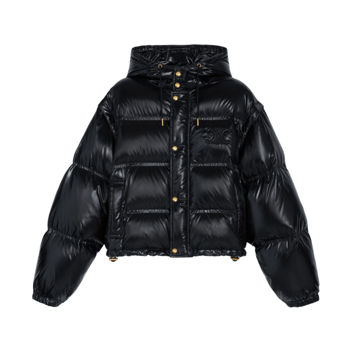 2W661595K-38NO (W) Celine Cropped Puffer Jacket in Lightweight Nylon Black - 대표 이미지 #1
