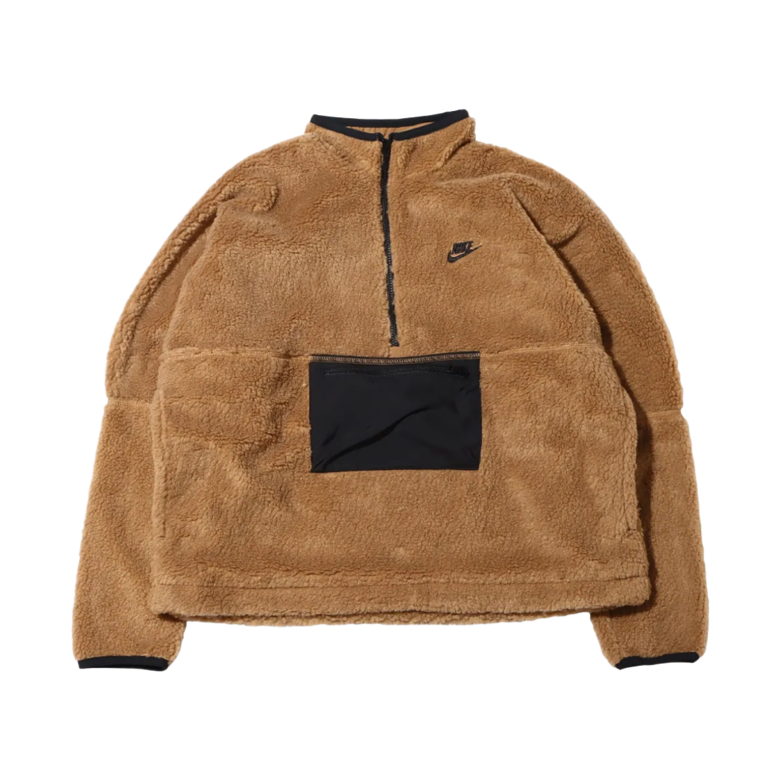나이키 클럽 플리스+ 하프 집 아노락 다크 드리프트우드 블랙 - 아시아(Nike Club Fleece+ Half Zip Anorak Dark Driftwood Black - Asia)