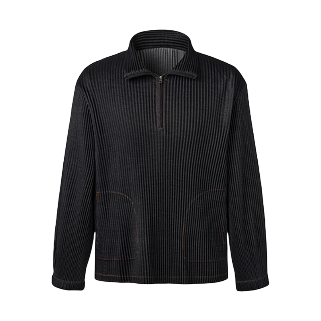 MTS1JBK Monplisse Men Denim Pleats Anorak T-Shirts Black