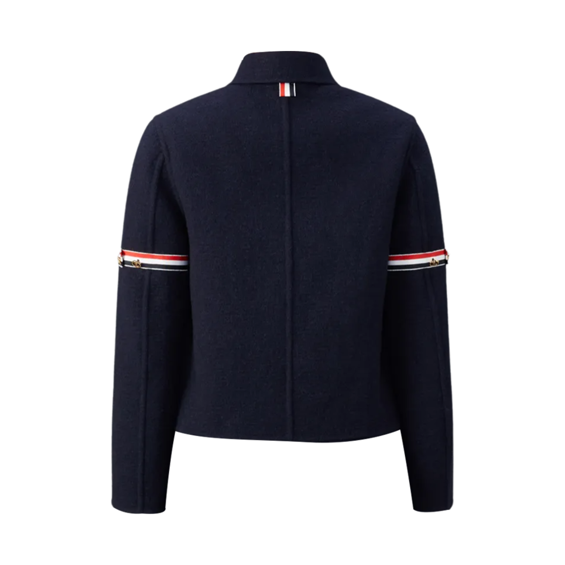 (W) 톰브라운 울 캐시미어 시어링 칼라 암밴드 벨 슬리브 자켓 네이비((W) Thom Browne Wool Cashmere Shearing Collar Armband Bell Sleeve Jacket Navy) - 2