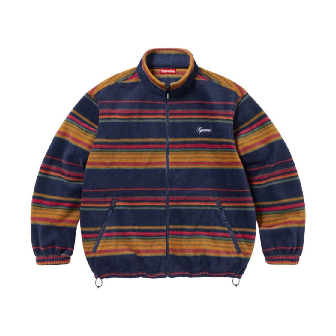 슈프림 스트라이프 집업 플리스 자켓 네이비 - 24FW(Supreme Stripe Zip Up Fleece Jacket Navy - 24FW)