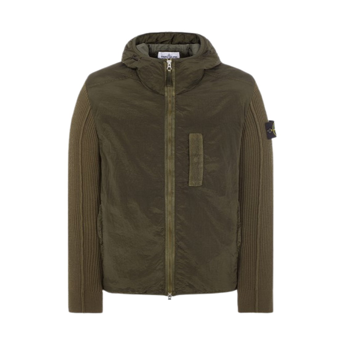 791544134-V0058 Stone Island 44134 Nylon Metal in Econyl Regenerated Nylon with Primaloft-TC And Knit Hooded Blouson Olive Green - 23FW