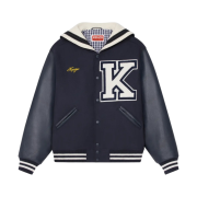 Kenzo Sailor Varsity Wool Leather Jacket Midnight Blue