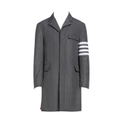 Thom Browne Poly Twill 4-Bar Down Chesterfield Overcoat Medium Grey