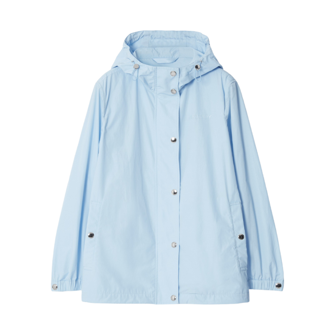 (W) 버버리 로고 프린트 코튼 블렌드 후드 자켓 페일 블루((W) Burberry Logo Print Cotton Blend Hooded Jacket Pale Blue) - 1