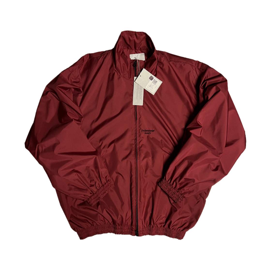 언더마이카 무.24 안티 Fxxking 로고 플레이 크롭 집업 자켓 와인(Undermycar Mu.24 Anti Fxxking Logo Play Crop Zip-up Jacket Wine)