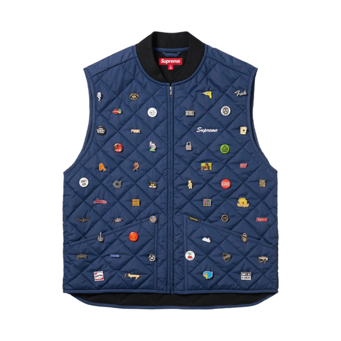 슈프림 핀 퀼티드 워크 베스트 네이비 - 23FW(Supreme Pins Quilted Work Vest Navy - 23FW)