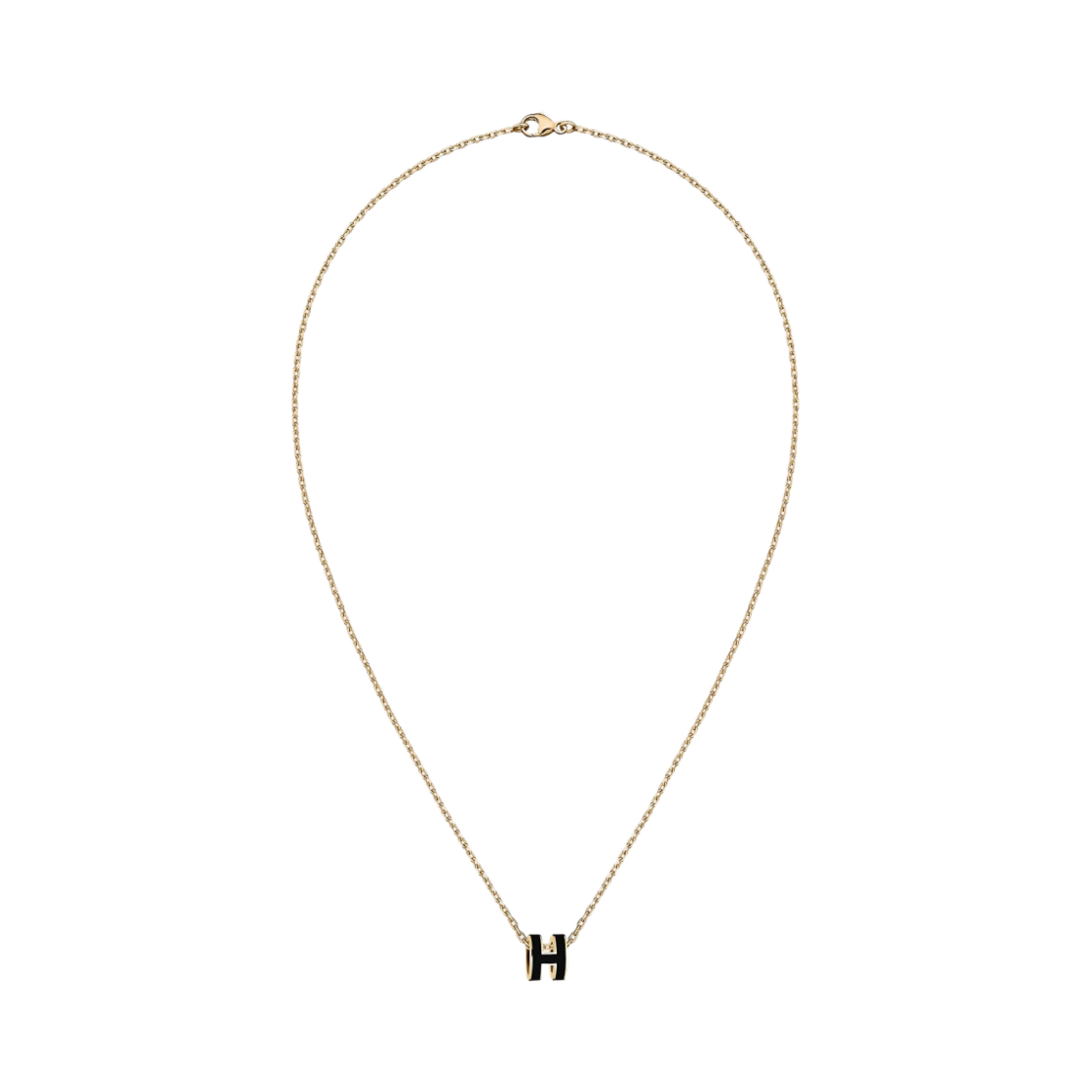 (W) 에르메스 미니 팝아슈 펜던트 골드 하드웨어 & 누아((W) Hermes Mini Pop H Pendant Gold & Noir)
