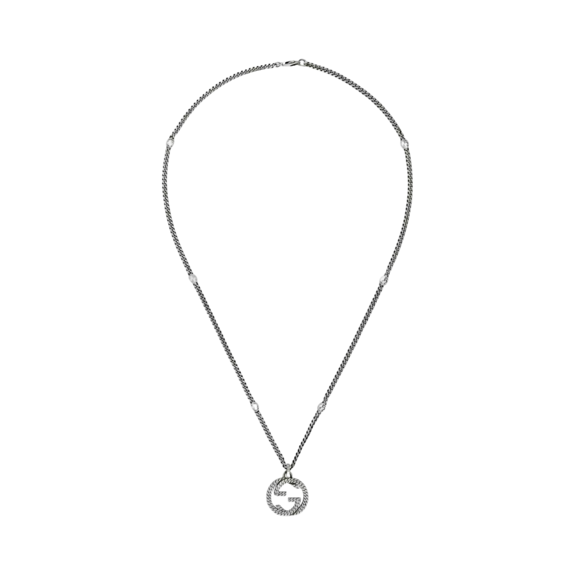 678651-J8400-0728 Gucci Interlocking G Necklace 925 Sterling Silver