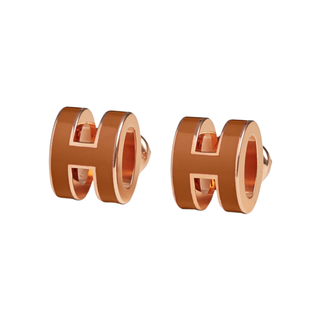 H608002FOA9 (W) Hermes Mini Pop H Earrings Rose Gold & New Gold