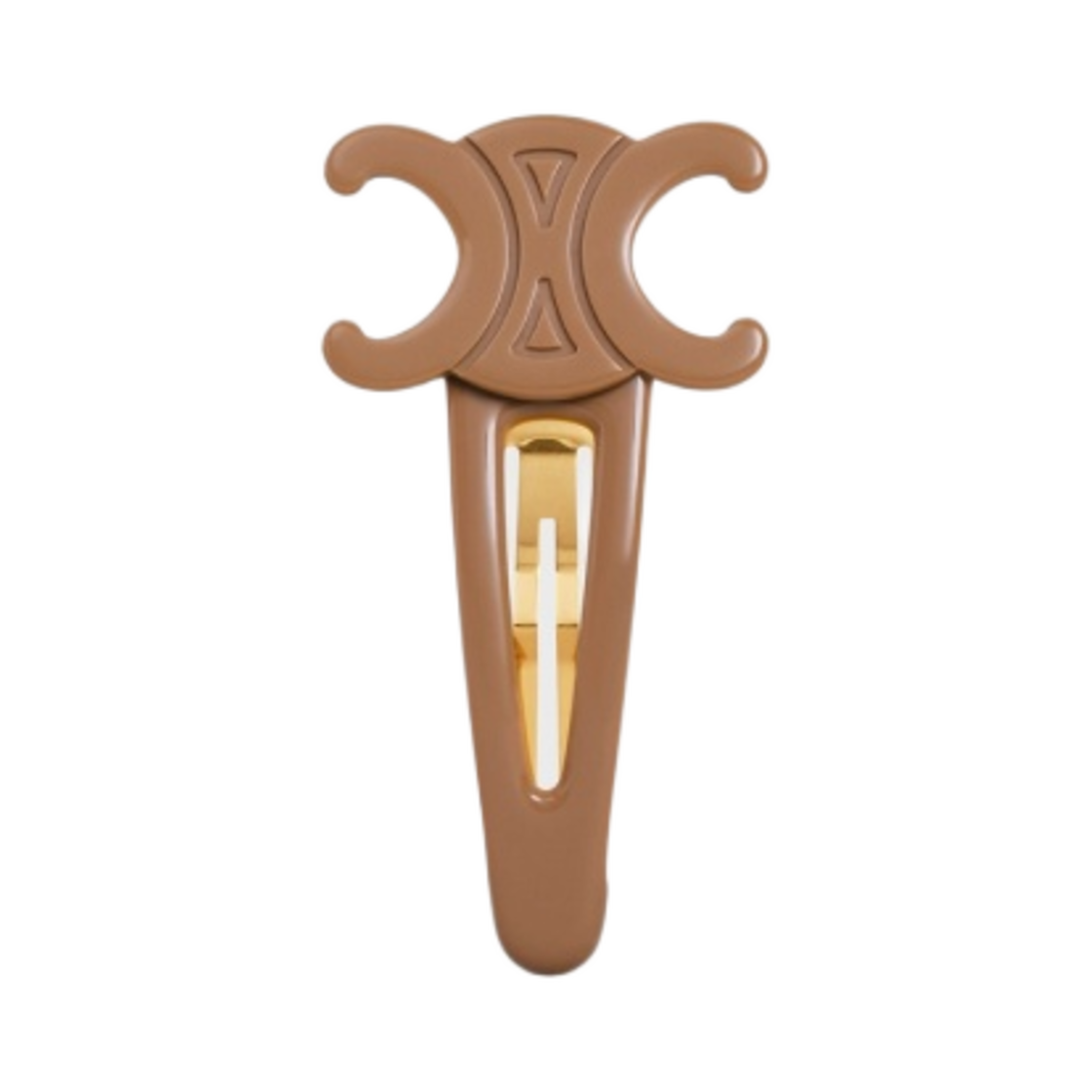 (W) 셀린느 트리옹프 라지 스냅 헤어 클립 아세테이트 스틸 골드 피니쉬 밀키 허니 골드