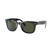 Ray-Ban Wayfarer Folding Classic Polished Black Frame Green Classic G-15 Lenses High Bridge Fit