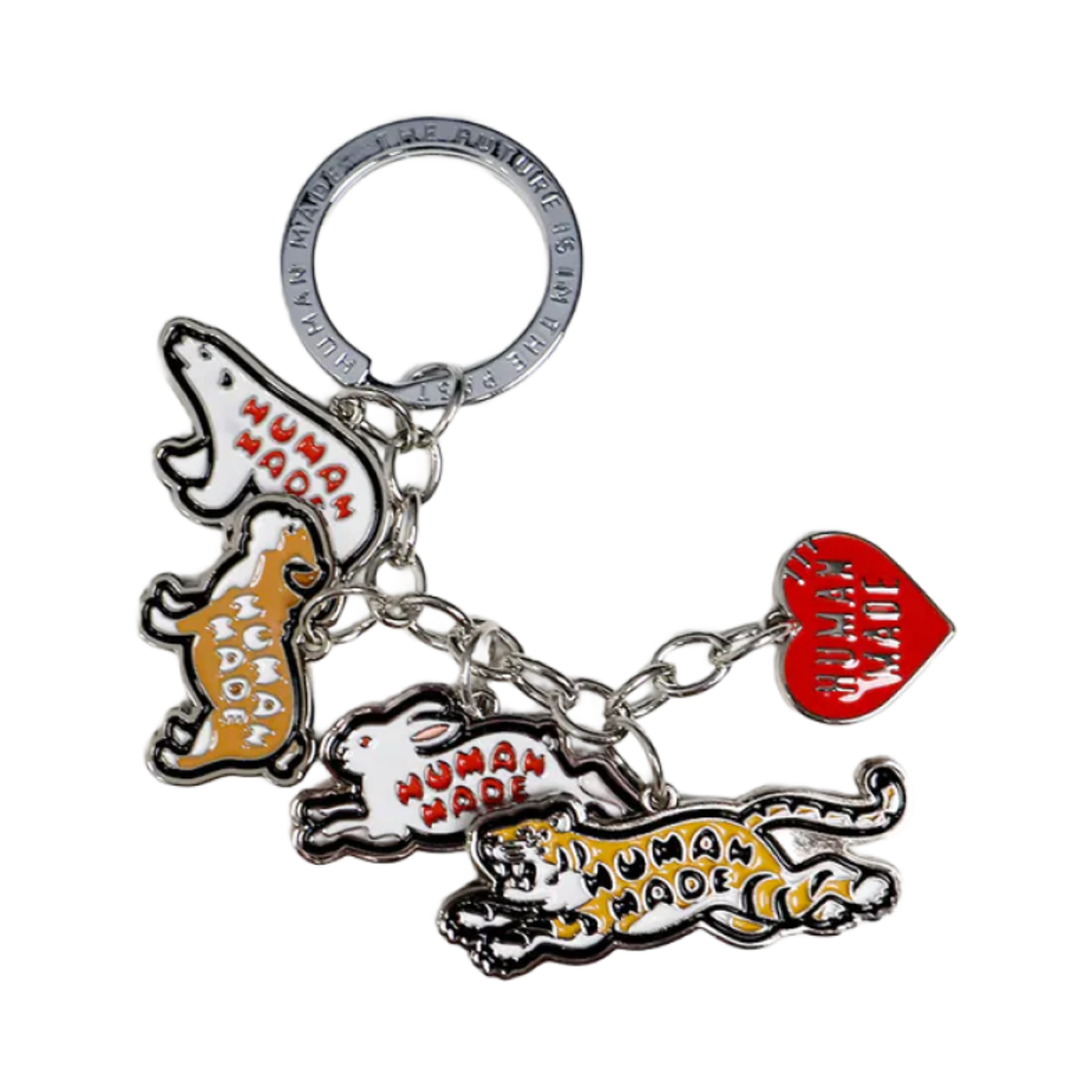 휴먼 메이드 애니멀 하트 키링 실버 레드(Human Made Animal Heart Keyring Silver Red)