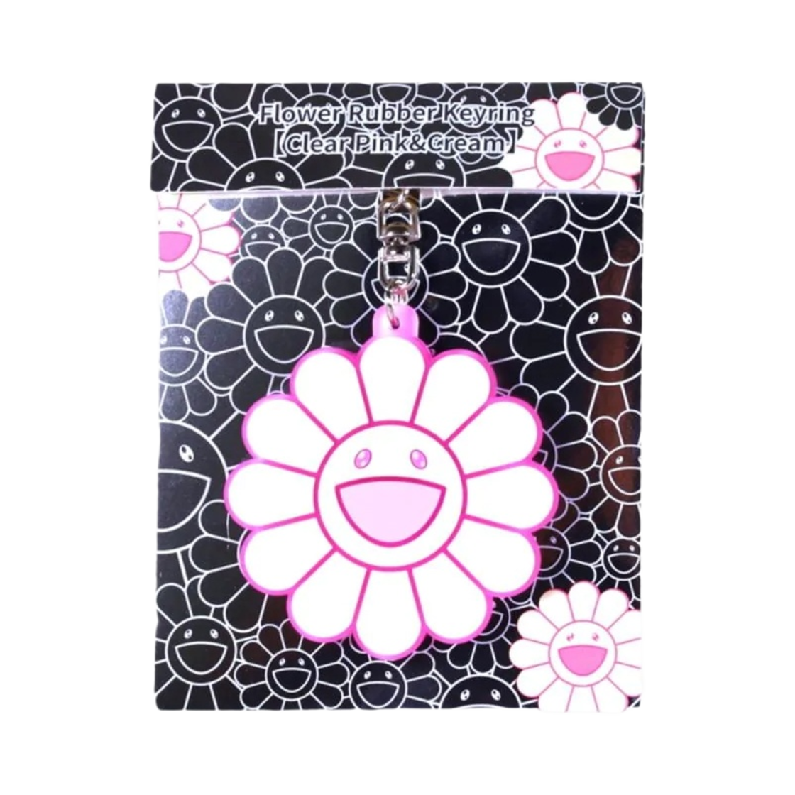 카이카이키키 플라워 러버 키링 클리어 핑크 크림(Kaikai Kiki Flower Rubber Keyring Clear Pink Cream)