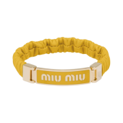(W) Miu Miu Nappa Leather and Metal Bracelet With Logo Sunny Yellow