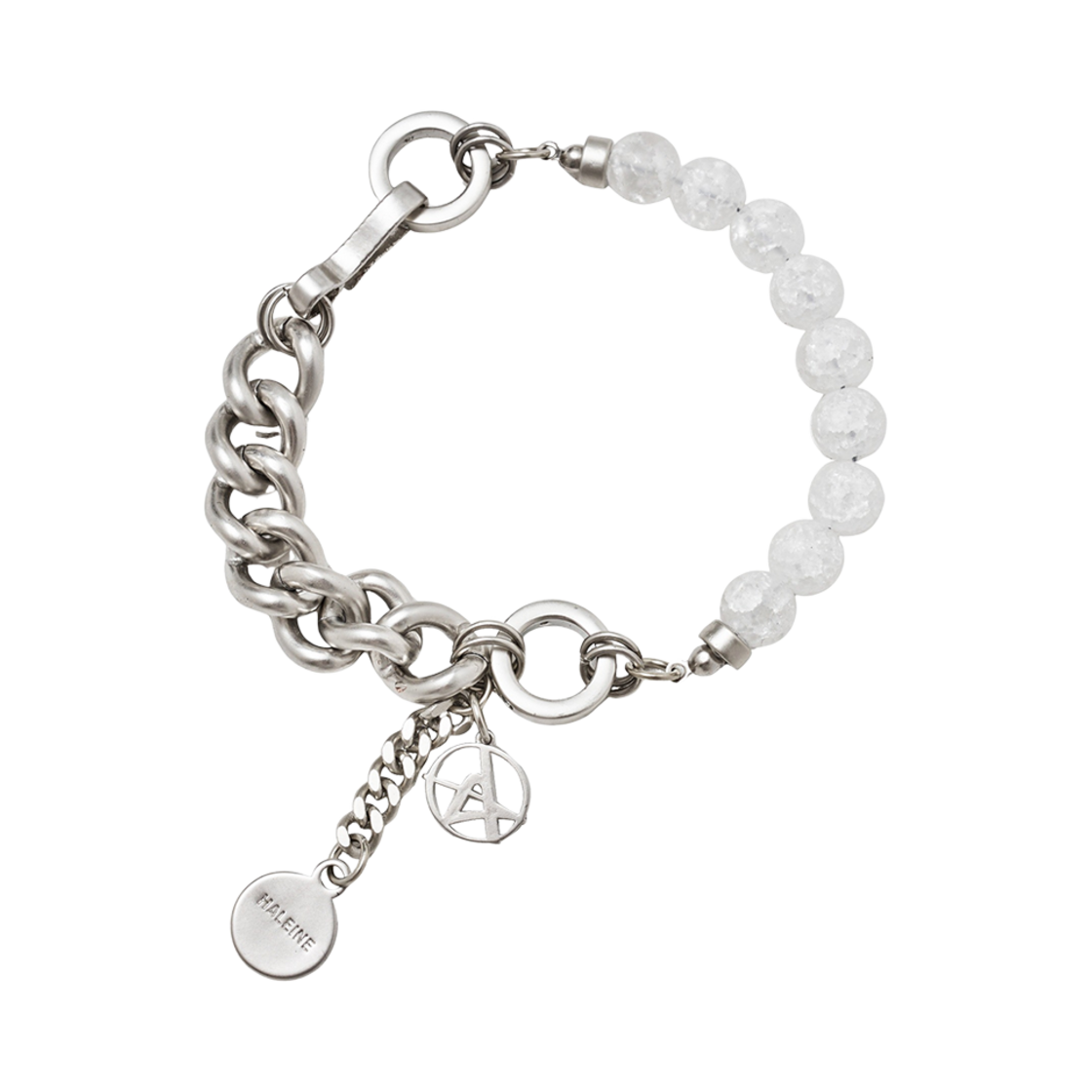 알렌느 커브 체인 & 젬스톤 브레이슬릿 화이트(Haleine Curb Chain & Gemstone Bracelet White)