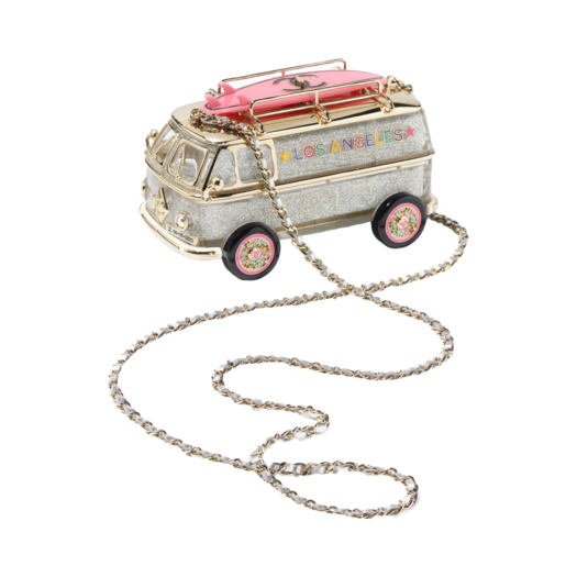 Chanel Mini Van Minaudiere Plexi Enamel Strass & Gold Silver Gold Pink