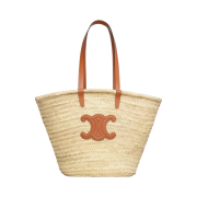 Celine Medium Classic Panier in Palm Leaves Calfskin Tan